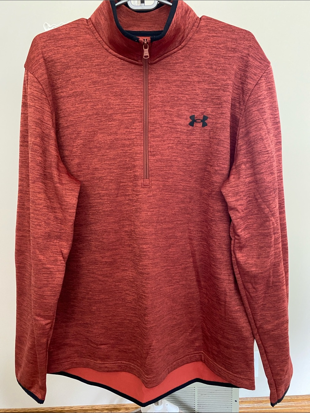 Under Armour Men’s Loose Heathered Rust Red Half-Zip Pullover - Large